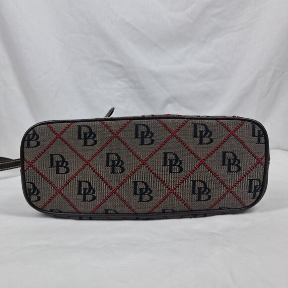 Dooney & Bourke Signature Monogram Canvas Brown Red Crossbody Purse Bag - Picture 7 of 15